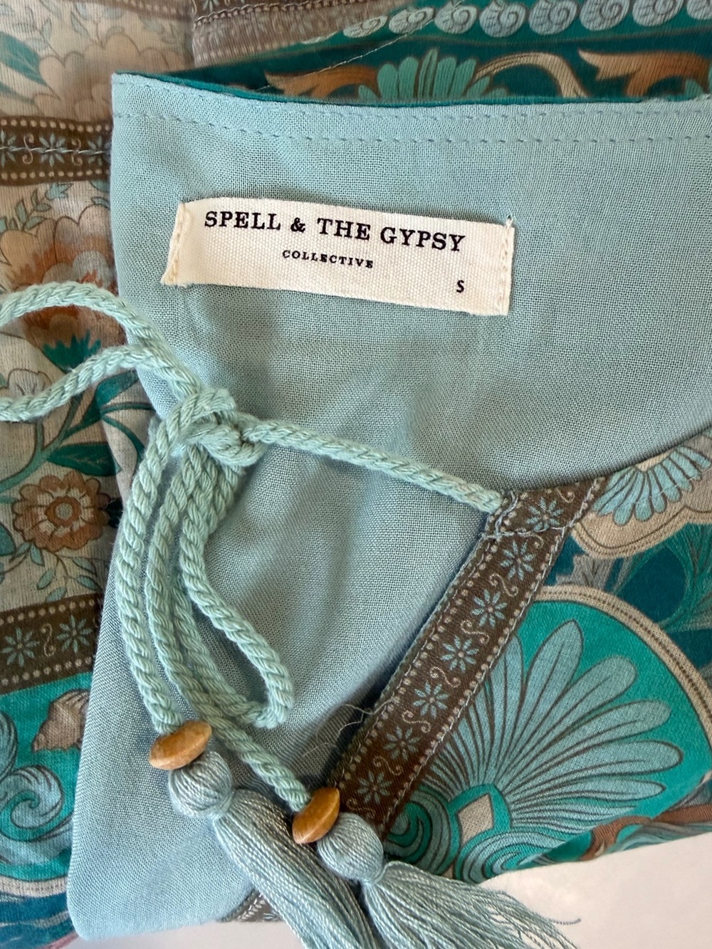🔮SPELL & THE GYPSY COLLECTIVE SEASHELL MERMAID BOHO DRESS - SEAFOAM - Picture 5 of 13